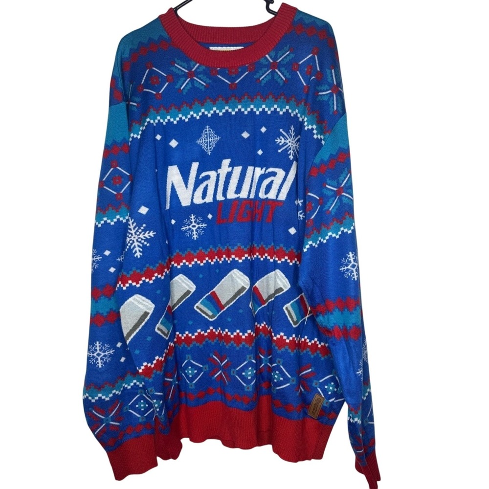 Tipsy Elves Natural Light Mens Christmas Sweater Holiday Funny Beer‎ Sz 3XL NWT